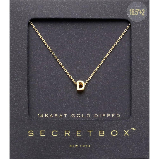 Madeline Love ~D~ -D- SECRET BOX_14K Gold Dipped Initial Monogram Pendant Necklace - Necklaces