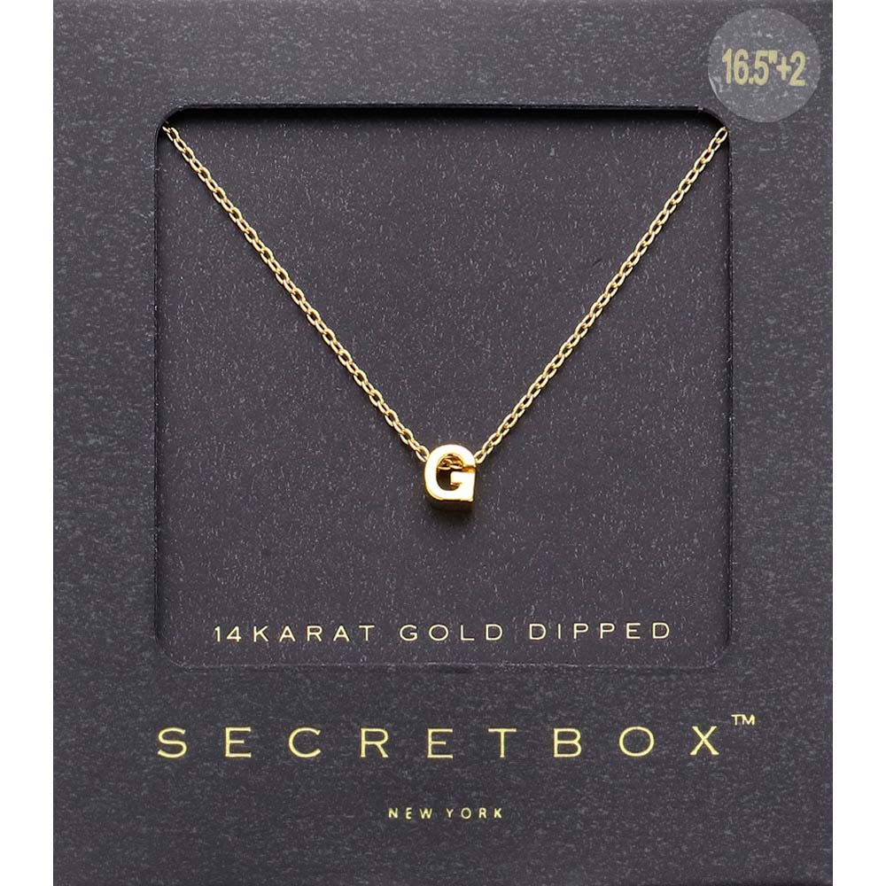 Madeline Love ~G~ -G- SECRET BOX_14K Gold Dipped Initial Monogram Pendant Necklace - Necklaces