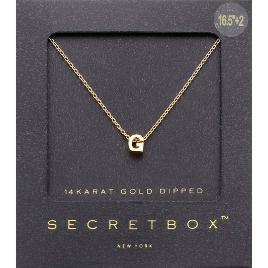 Madeline Love ~G~ -G- SECRET BOX_14K Gold Dipped Initial Monogram Pendant Necklace - Necklaces