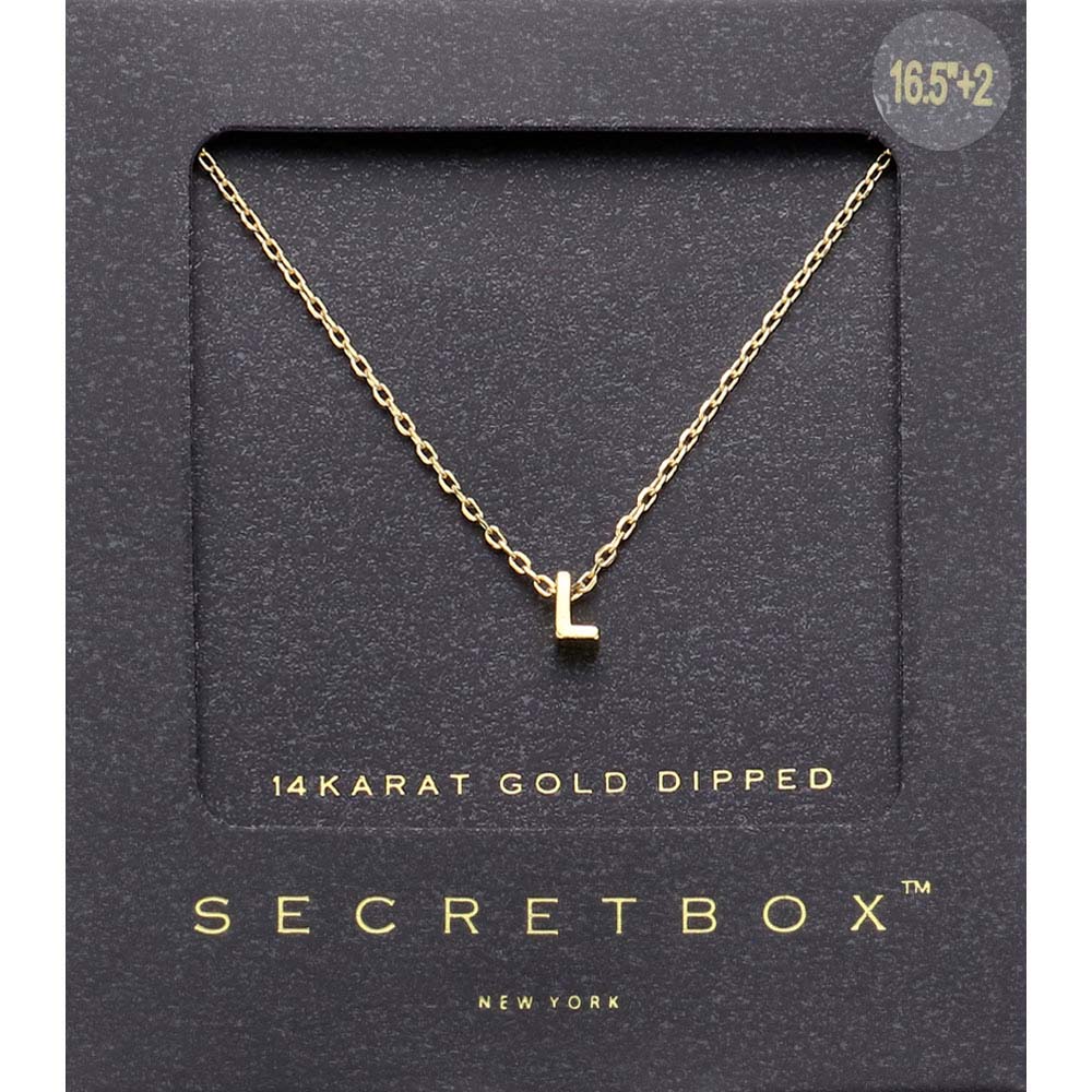 Madeline Love ~L~ -L- SECRET BOX_14K Gold Dipped Initial Monogram Pendant Necklace - Necklaces