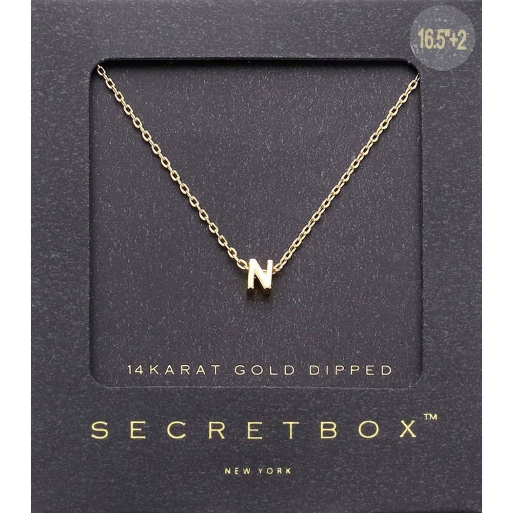 Madeline Love ~N~ -N- SECRET BOX_14K Gold Dipped Initial Monogram Pendant Necklace - Necklaces