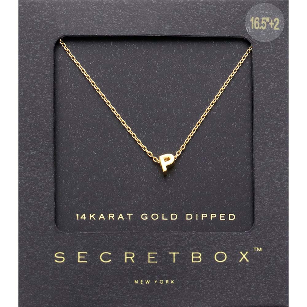 Madeline Love ~P~ -P- SECRET BOX_14K Gold Dipped Initial Monogram Pendant Necklace - Necklaces