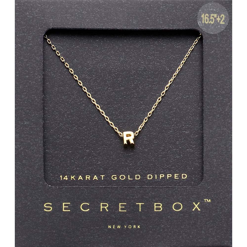 Madeline Love ~R~ -R- SECRET BOX_14K Gold Dipped Initial Monogram Pendant Necklace - Necklaces