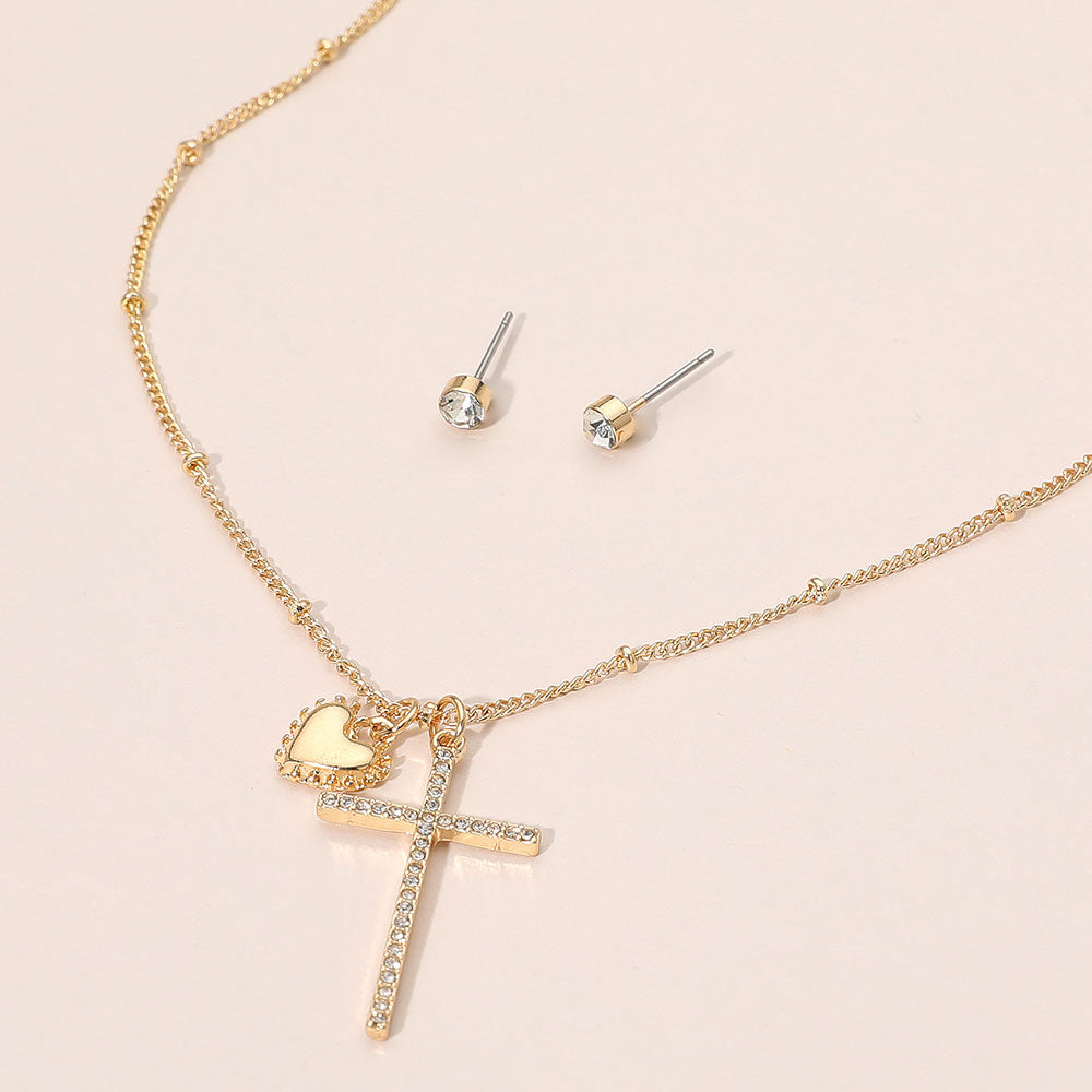 Madeline Love Gold Heart Cross Pendant Necklace - Jewelry