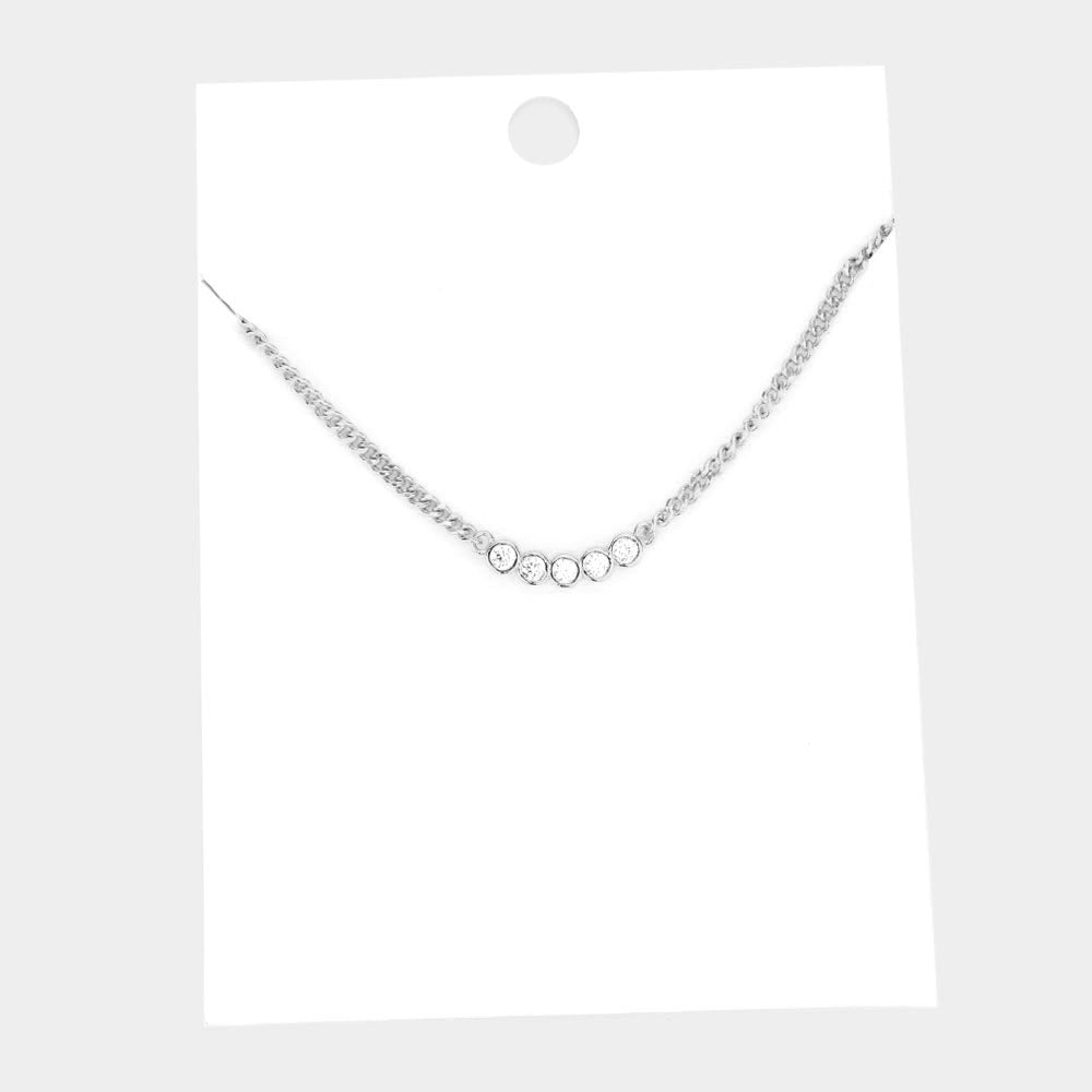 Madeline Love Rhodium Brass Metal Round Stone Pendant Necklace - Jewelry