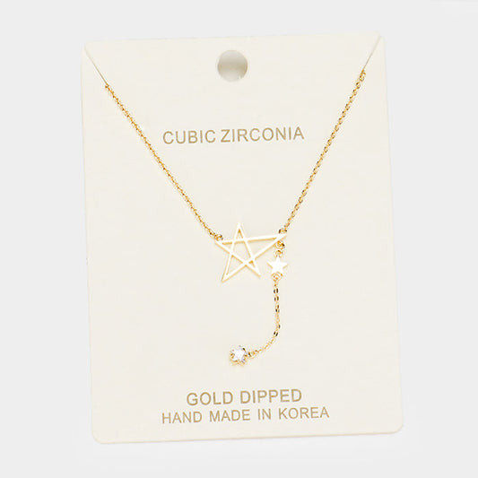 Madeline Love Clear, Gold Gold Dipped Cubic Zirconia Star Pendant Necklace - Necklaces