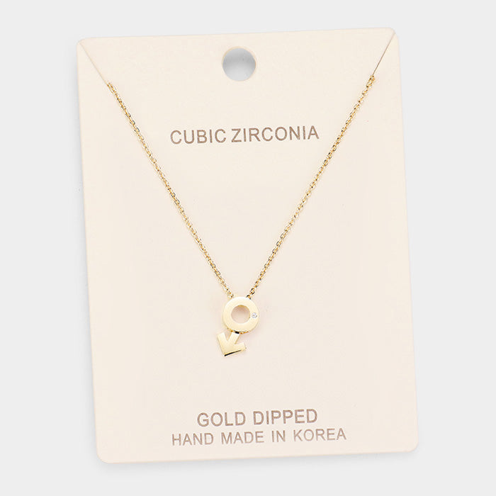 Madeline Love Clear, Gold Gold Dipped Cubic Zirconia Female Astrological Sign Pendant Necklace - Necklaces