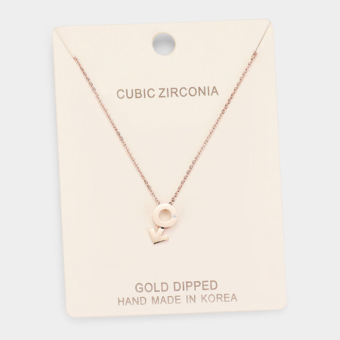 Madeline Love Clear, Rose Gold Gold Dipped Cubic Zirconia Female Astrological Sign Pendant Necklace - Necklaces