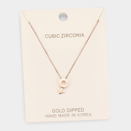 Madeline Love Clear, Rose Gold Gold Dipped Cubic Zirconia Female Astrological Sign Pendant Necklace - Necklaces