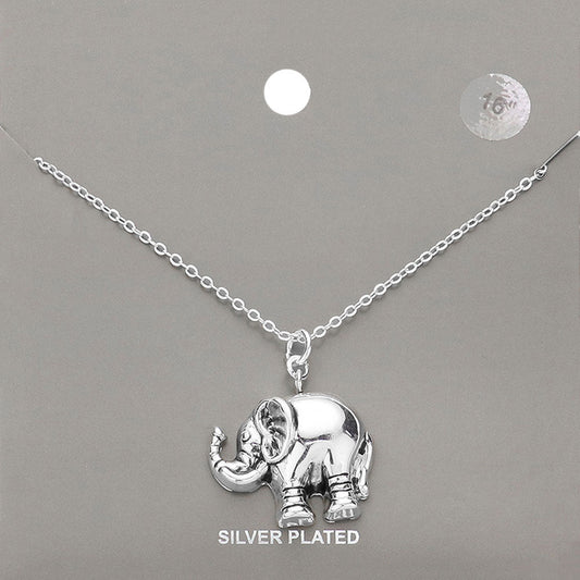Madeline Love Silver Silver Plated Metal Elephant Pendant Necklace - Necklaces