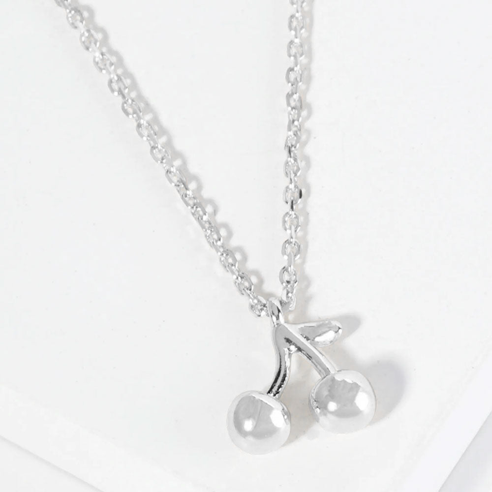 Madeline Love Rhodium White Gold Dipped Cherry Pendant Necklace - Jewelry