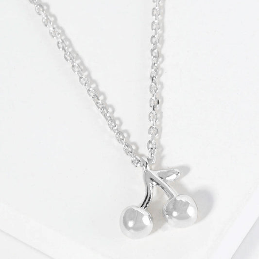 Madeline Love Rhodium White Gold Dipped Cherry Pendant Necklace - Jewelry