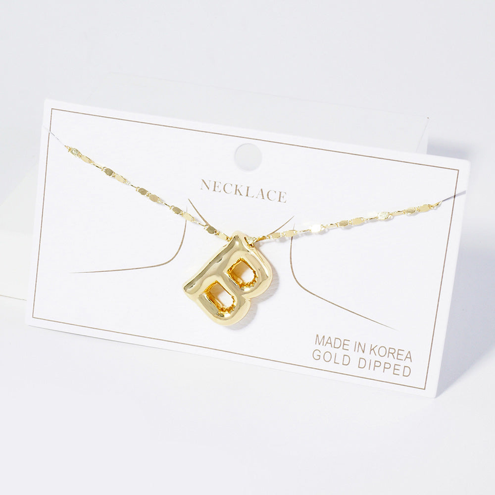 Madeline Love Gold -B- Gold Dipped Metal Bubble Initial Monogram Pendant Necklace - Jewelry