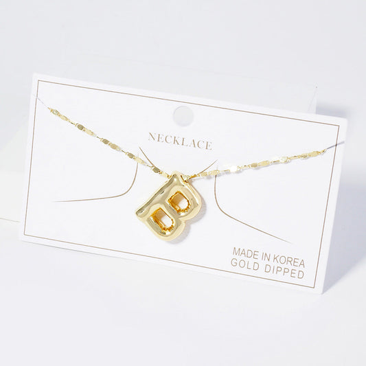 Madeline Love Gold -B- Gold Dipped Metal Bubble Initial Monogram Pendant Necklace - Jewelry