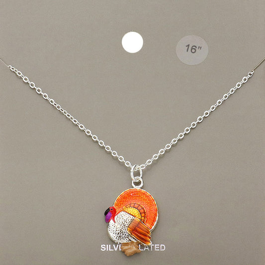 Madeline Love Orange Silver Plated Turkey Pendant Necklace - Necklaces