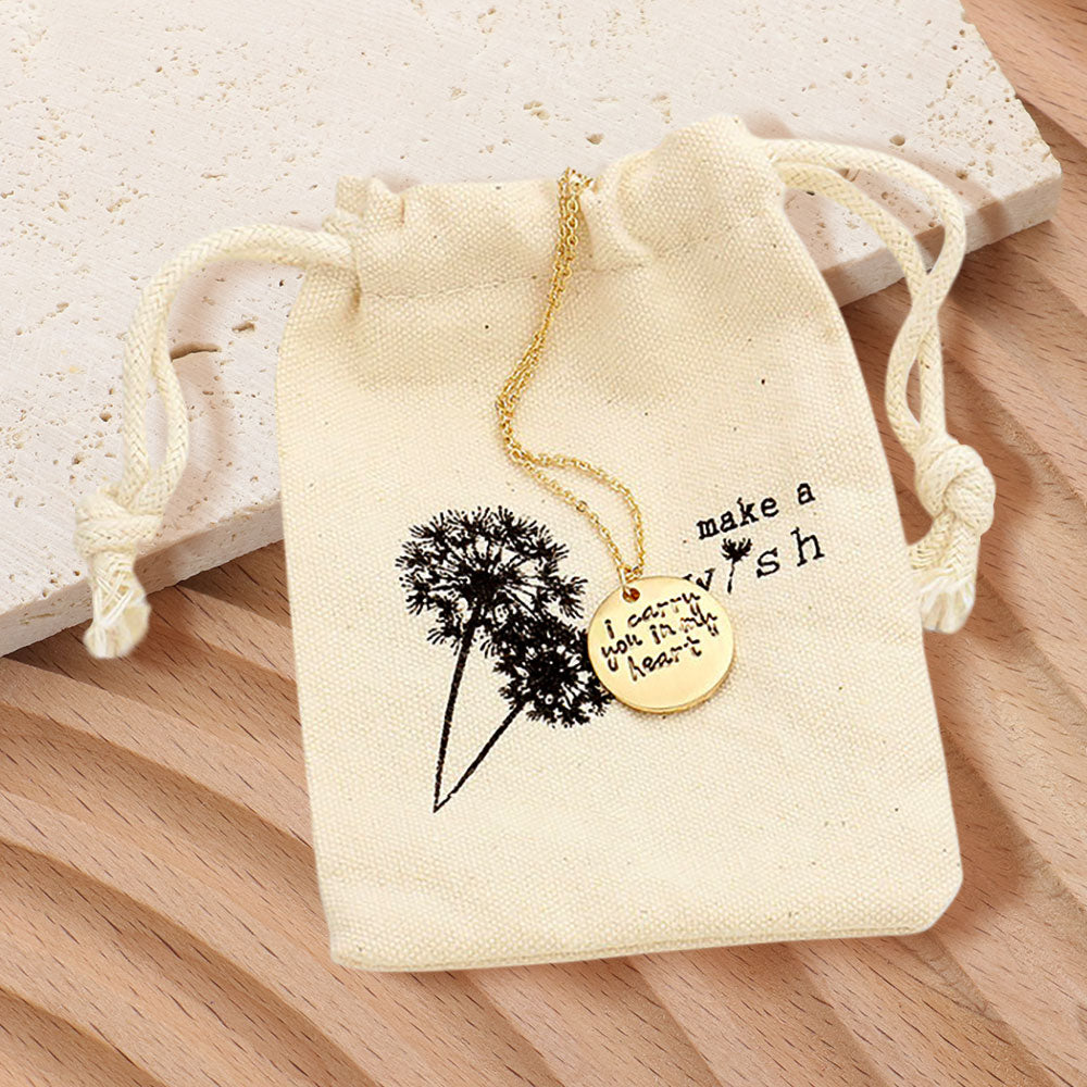 Madeline Love Gold I CARRY YOU IN MY HEART Engraved Disc Pendant Necklace Gift Bag Set - Necklaces