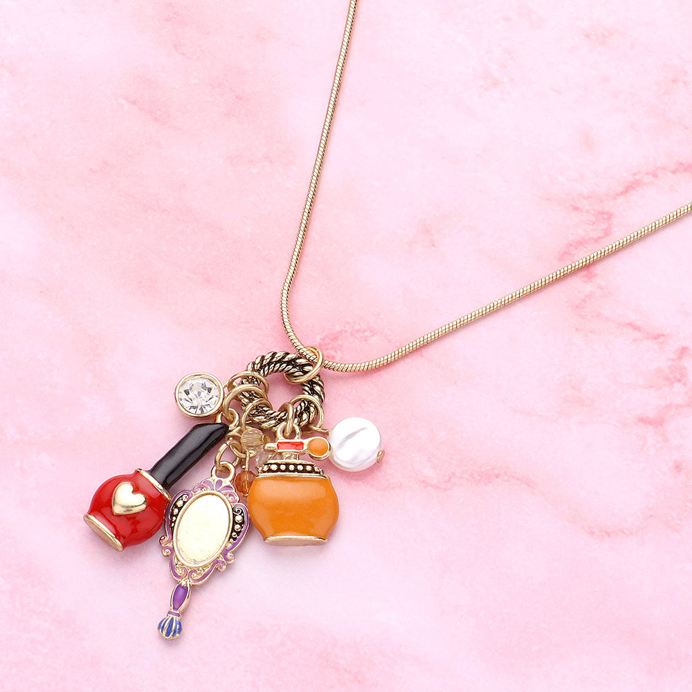 Madeline Love Antique Gold, Multi Beauty Cosmetic Pendant Necklace - Necklaces