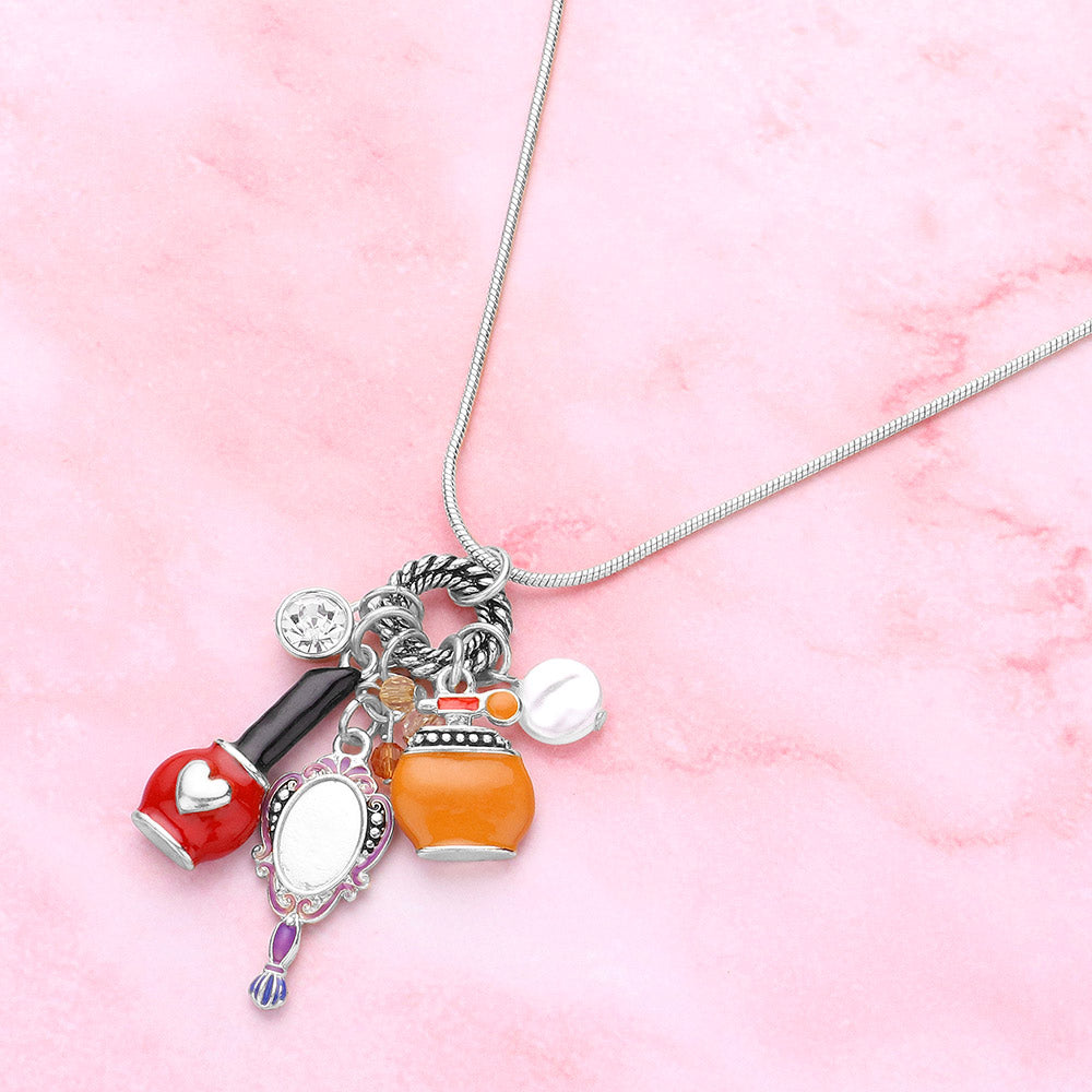 Madeline Love Antique Silver, Multi Beauty Cosmetic Pendant Necklace - Necklaces