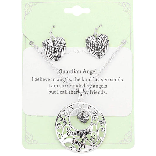 Madeline Love Antique Silver Guardian Angel Pendant Necklace - Jewelry