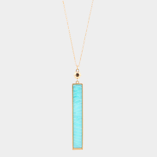 Madeline Love Mint Celluloid Acetate Rectangle Pendant Long Necklace - Necklaces