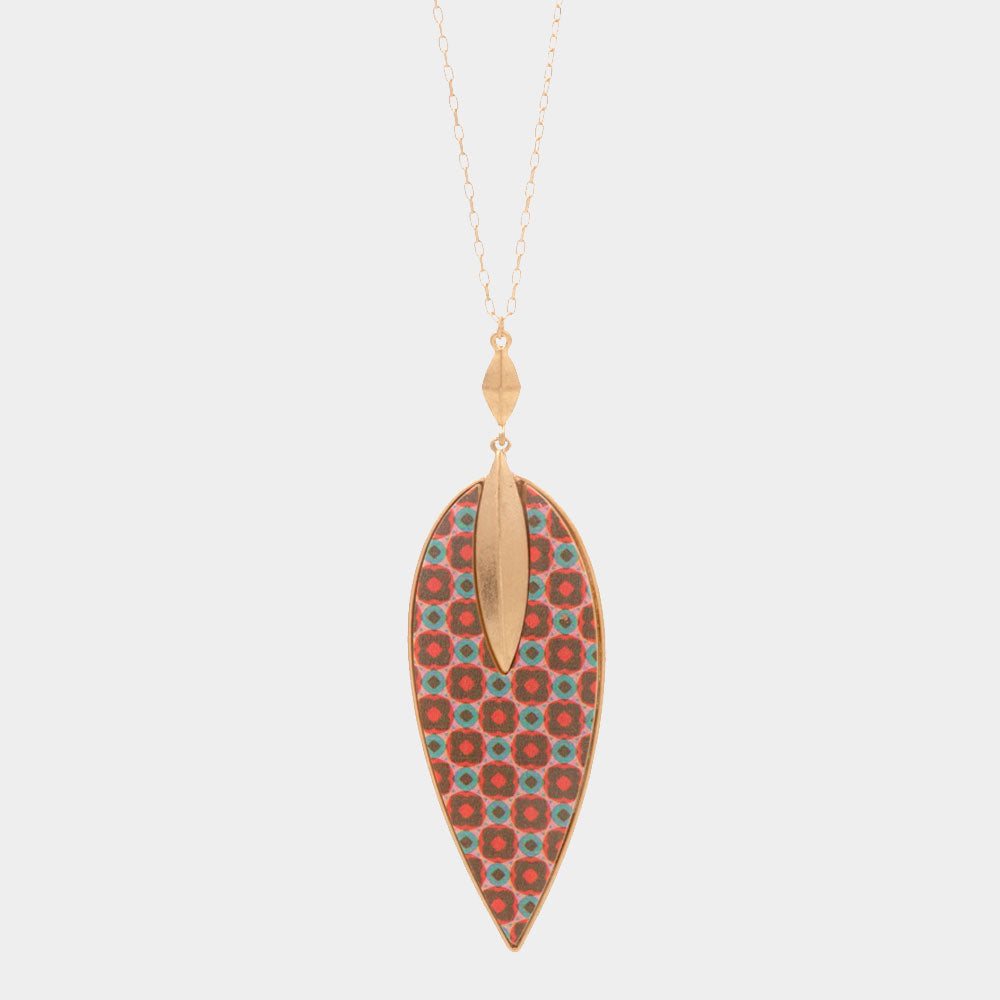Madeline Love Multi Patterned Wood Petal Pendant Long Necklace - Necklaces