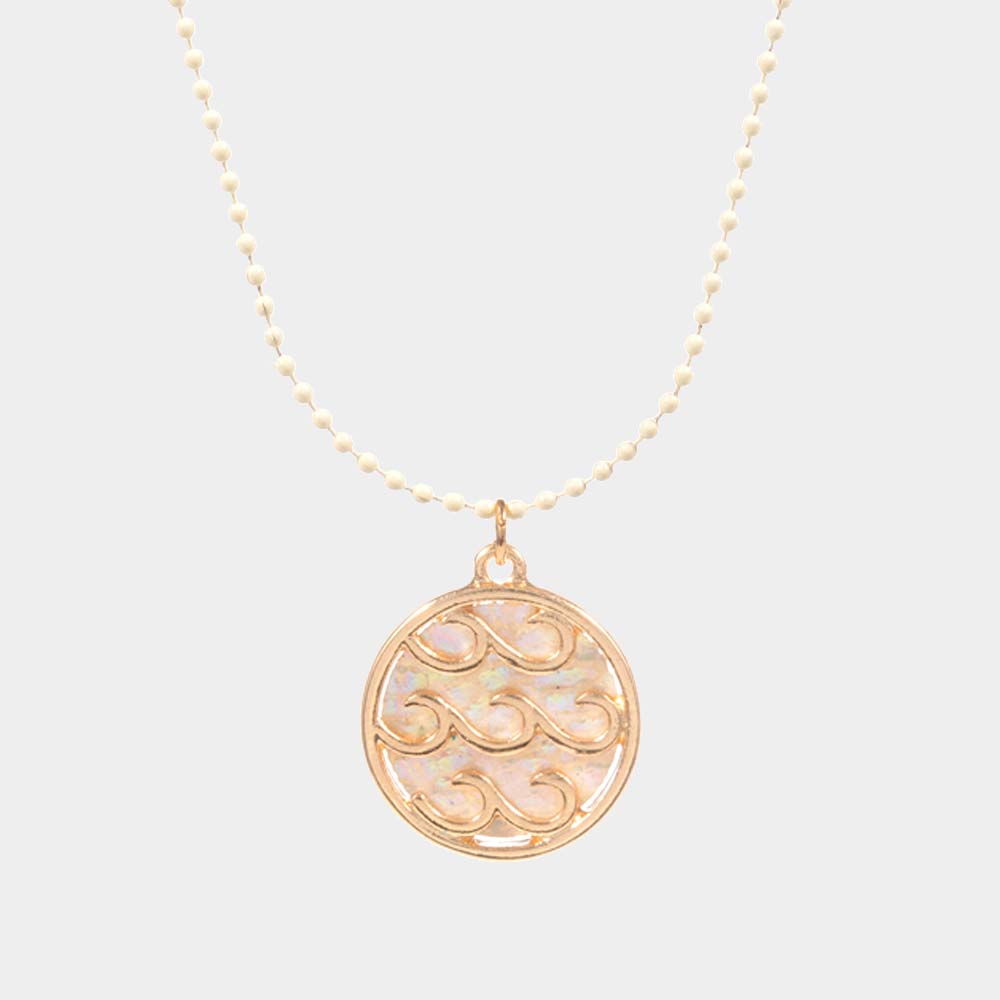 Madeline Love Ivory Wave Accented Round Pendant Necklace - Necklaces
