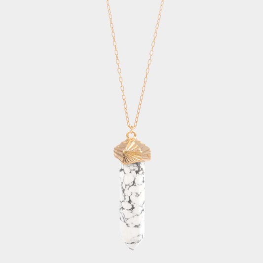 Madeline Love Howlite Semi Precious Stone Pendant Long Necklace - Necklaces