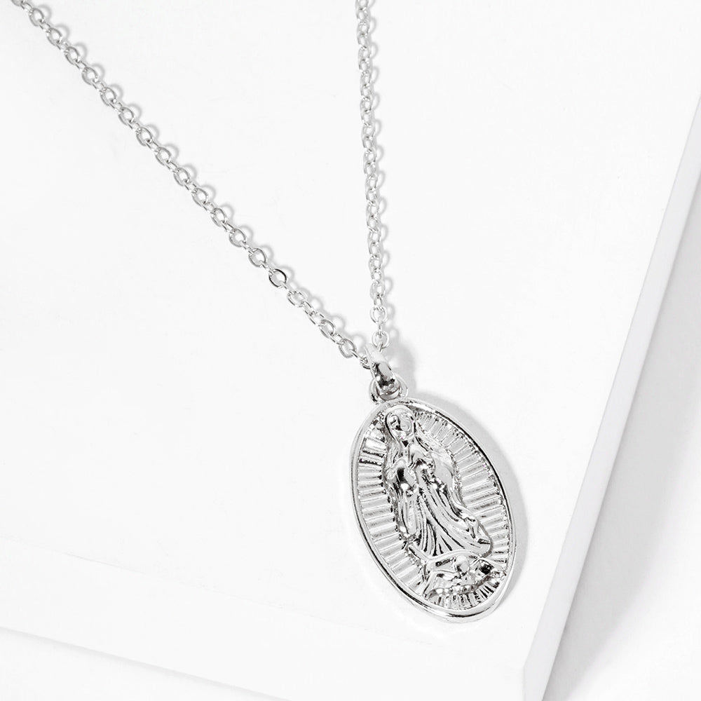 Madeline Love Rhodium Saint Mary Pendant Necklace - Necklaces
