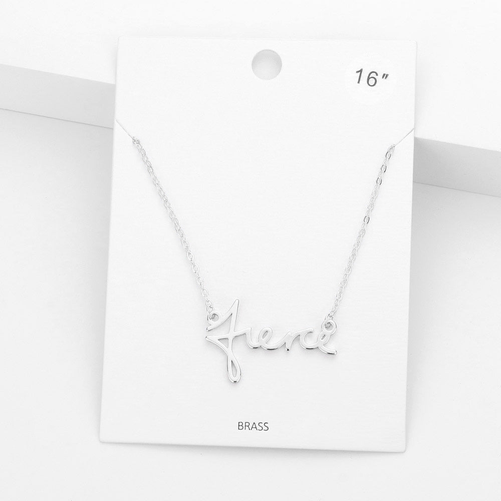 Madeline Love Rhodium fierce Brass Metal Message Pendant Necklace - Necklaces