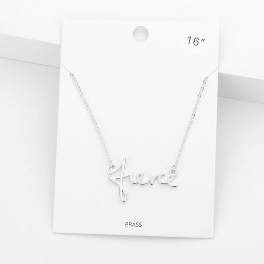 Madeline Love Rhodium fierce Brass Metal Message Pendant Necklace - Necklaces