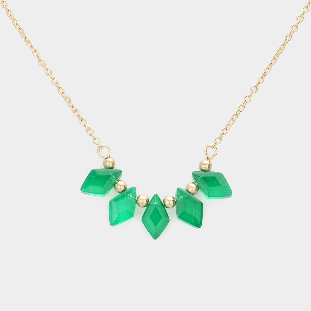 Madeline Love Green Rhombus Beaded Pendant Necklace - Necklaces