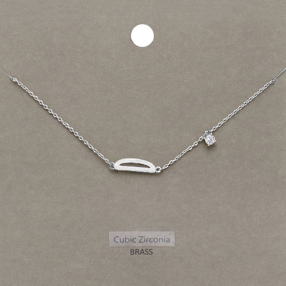 Madeline Love Clear, Rhodium D Brass Metal Cubic Zirconia Initial Monogram Pendant Necklace - Jewelry