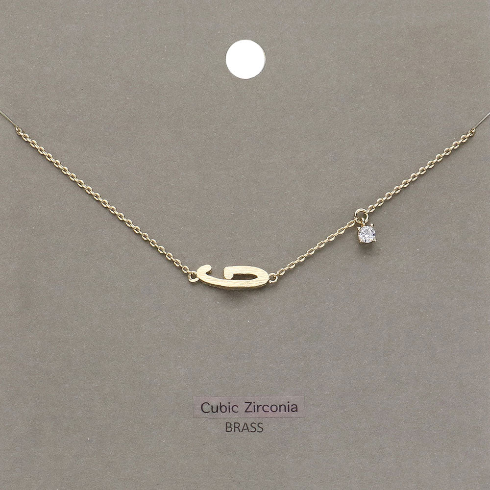 Madeline Love Clear, Gold G Brass Metal Cubic Zirconia Initial Monogram Pendant Necklace - Jewelry