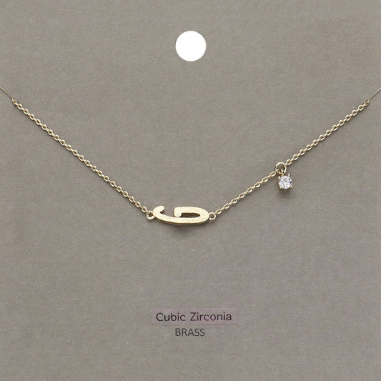 Madeline Love Clear, Gold G Brass Metal Cubic Zirconia Initial Monogram Pendant Necklace - Jewelry