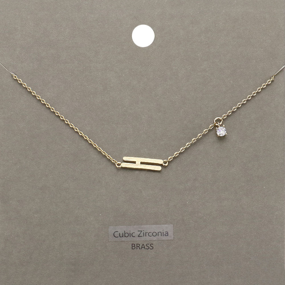 Madeline Love Clear, Gold H Brass Metal Cubic Zirconia Initial Monogram Pendant Necklace - Jewelry
