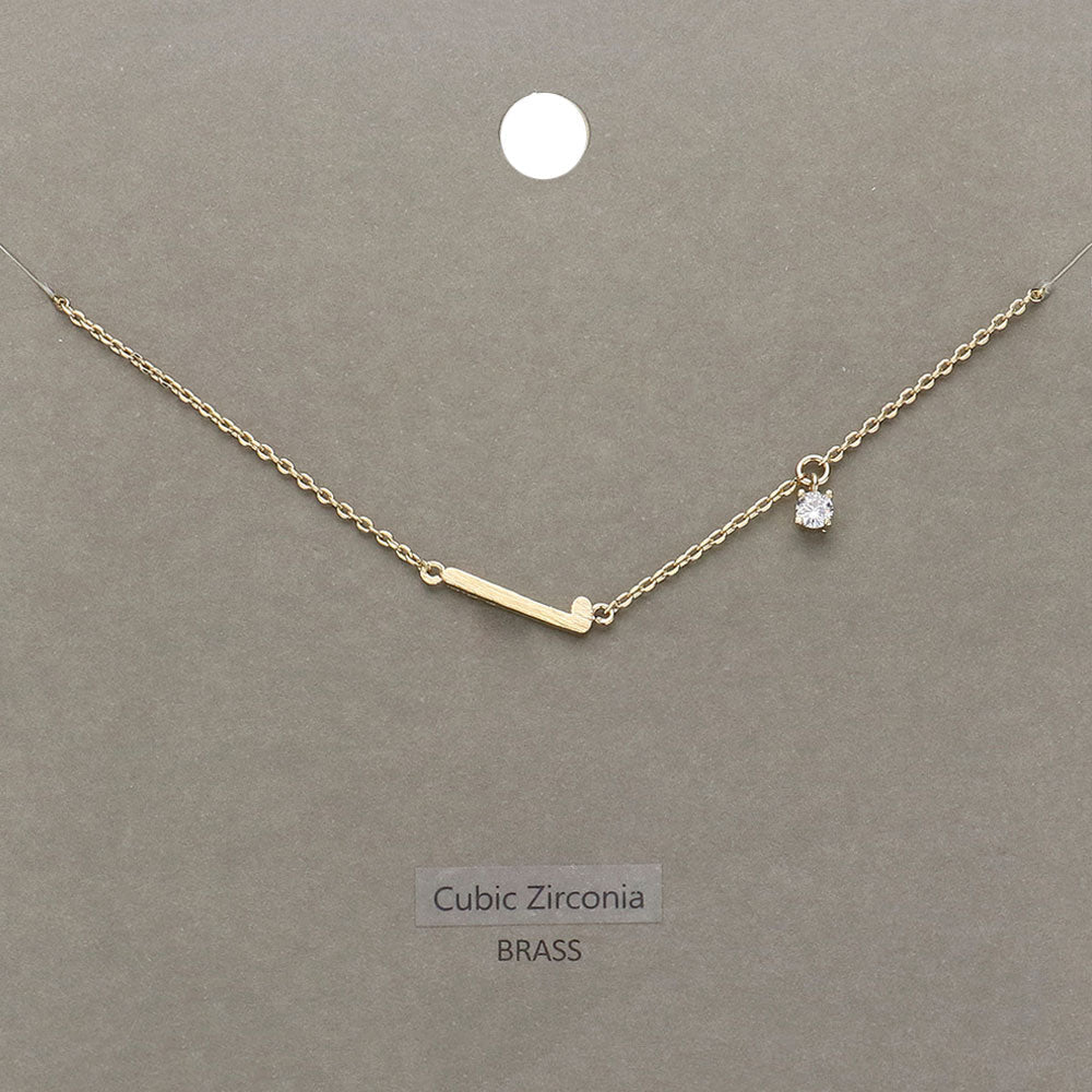 Madeline Love Clear, Gold L Brass Metal Cubic Zirconia Initial Monogram Pendant Necklace - Jewelry