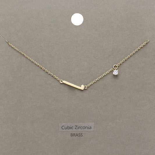 Madeline Love Clear, Gold L Brass Metal Cubic Zirconia Initial Monogram Pendant Necklace - Jewelry