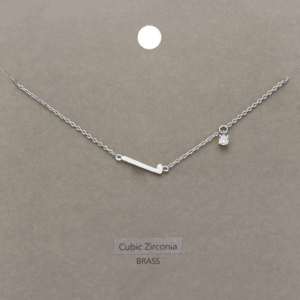 Madeline Love Clear, Rhodium L Brass Metal Cubic Zirconia Initial Monogram Pendant Necklace - Jewelry