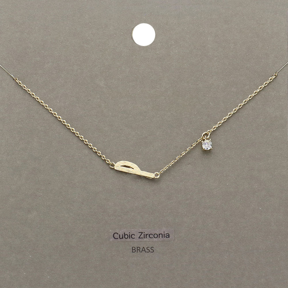 Madeline Love Clear, Gold P Brass Metal Cubic Zirconia Initial Monogram Pendant Necklace - Jewelry