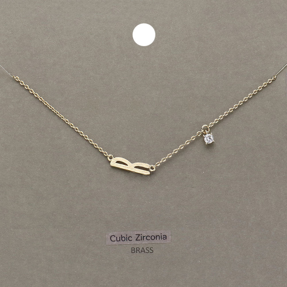 Madeline Love Clear, Gold R Brass Metal Cubic Zirconia Initial Monogram Pendant Necklace - Jewelry