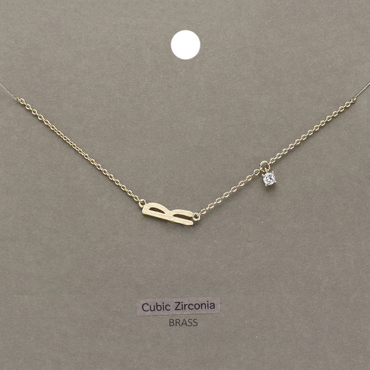 Madeline Love Clear, Gold R Brass Metal Cubic Zirconia Initial Monogram Pendant Necklace - Jewelry