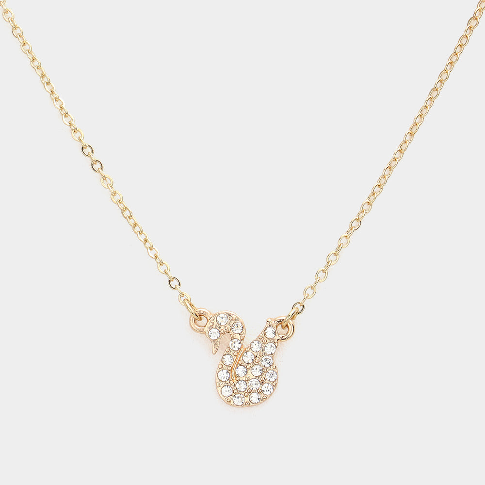 Madeline Love Clear Rhinestone Embellished Swan Pendant Necklace - Necklaces