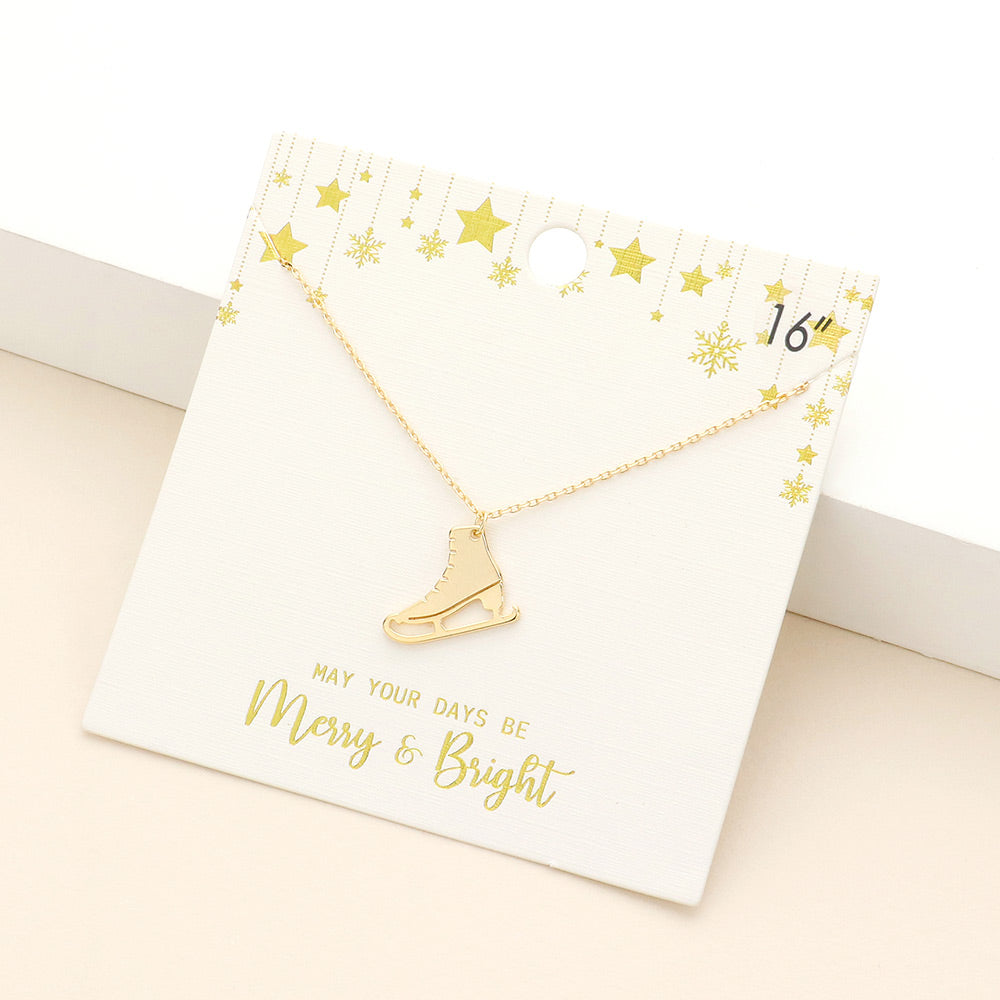 Madeline Love Gold Metal Skate Shoe Pendant Necklace - Necklaces