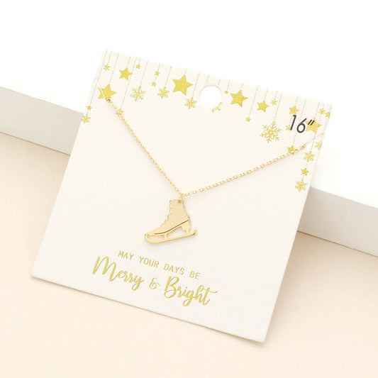 Madeline Love Gold Metal Skate Shoe Pendant Necklace - Necklaces