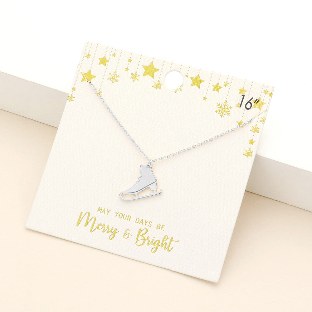 Madeline Love Rhodium Metal Skate Shoe Pendant Necklace - Necklaces