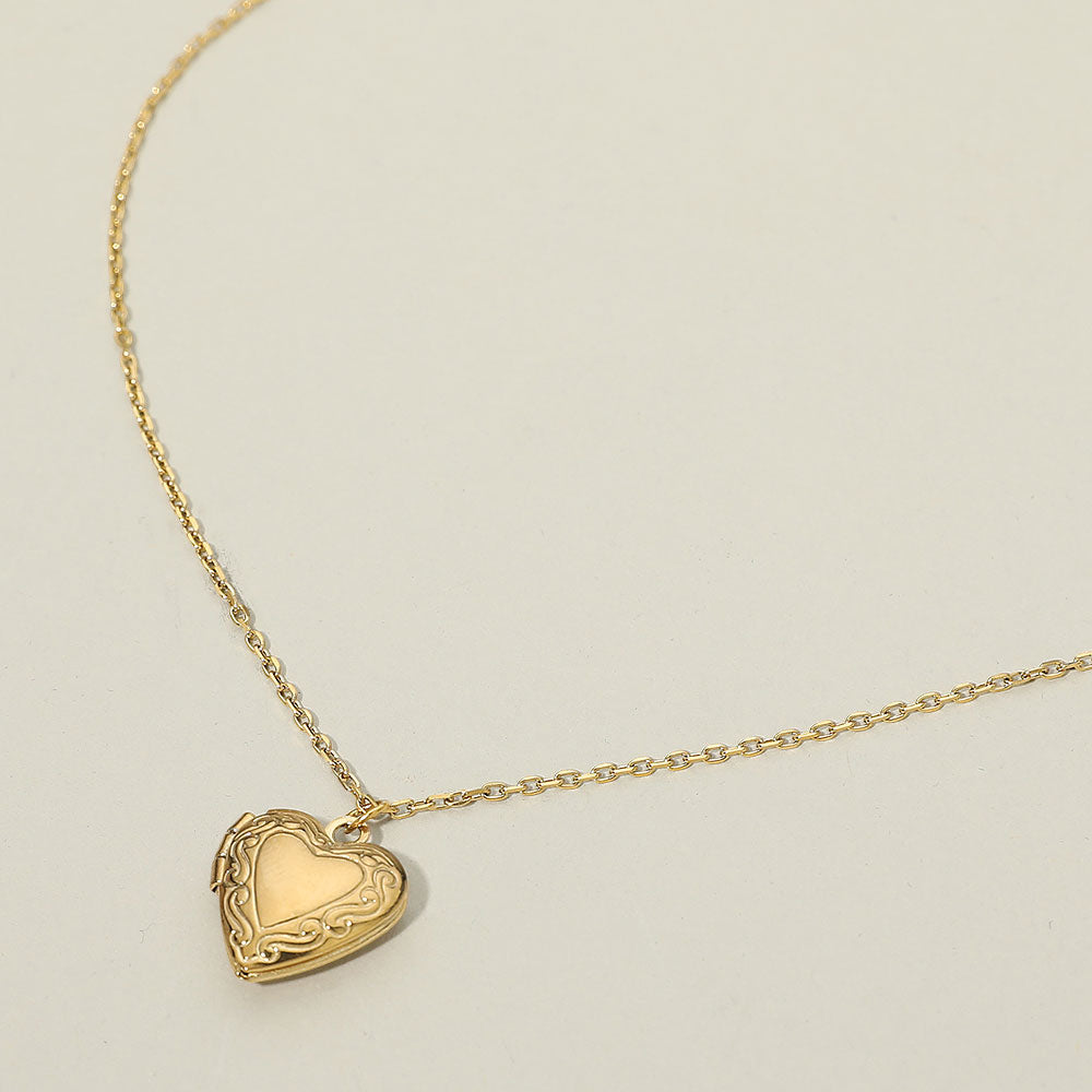 Madeline Love Gold Stainless Steel Heart Locket Pendant Necklace - Hair Accessories