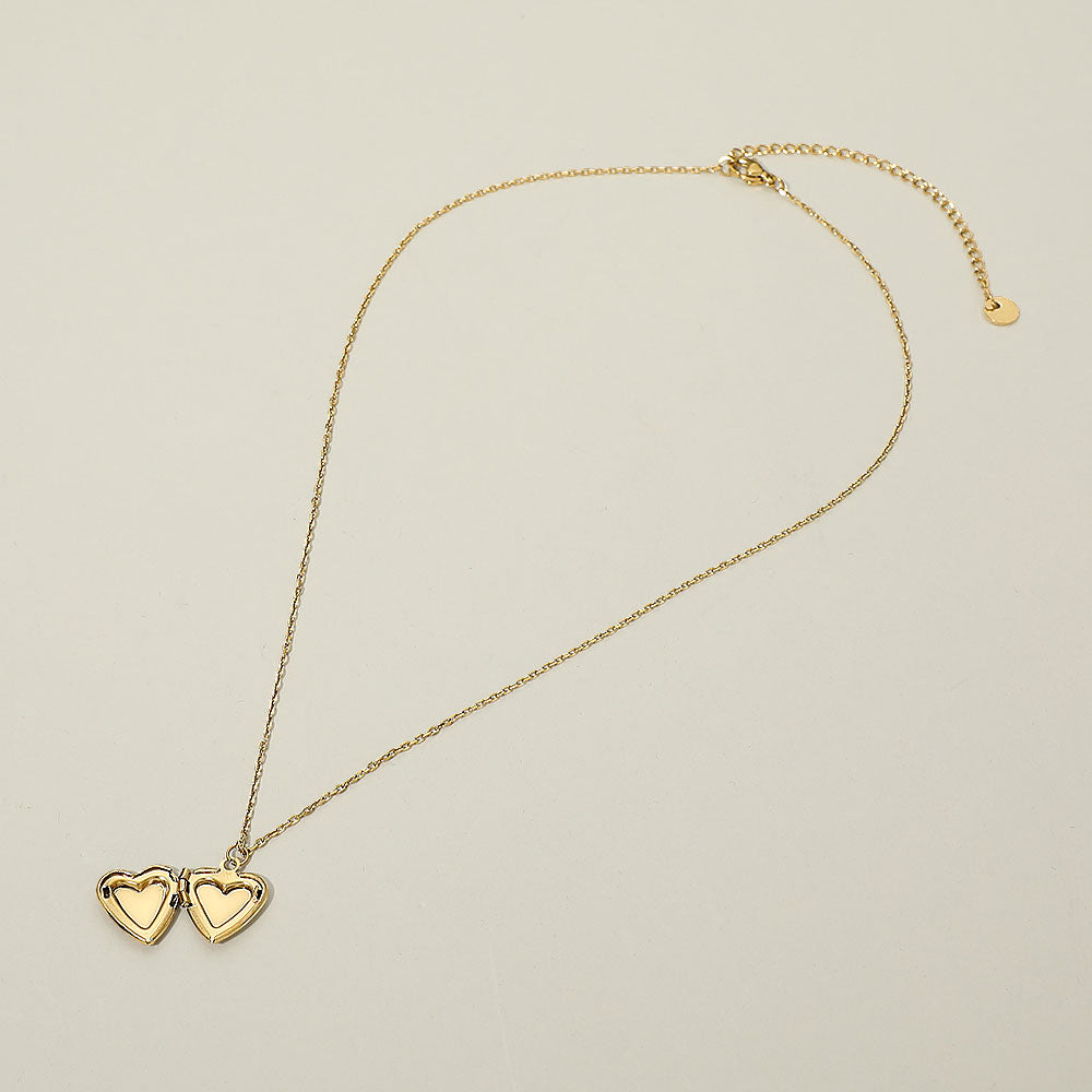 Madeline Love Gold Stainless Steel Heart Locket Pendant Necklace - Hair Accessories - desc