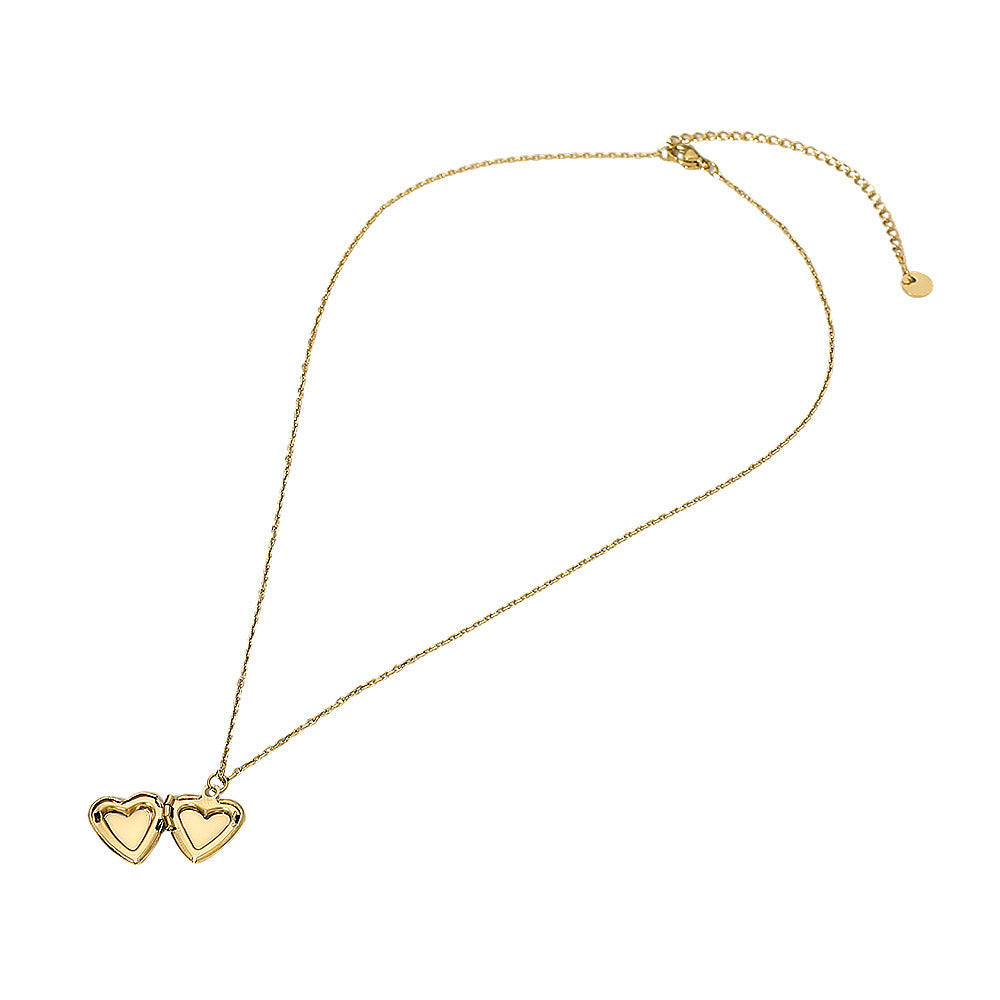 Madeline Love Gold Stainless Steel Heart Locket Pendant Necklace - Hair Accessories - extra