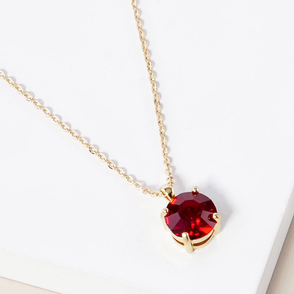 Madeline Love Gold, Red January - Birthstone Pendant Necklace - Jewelry