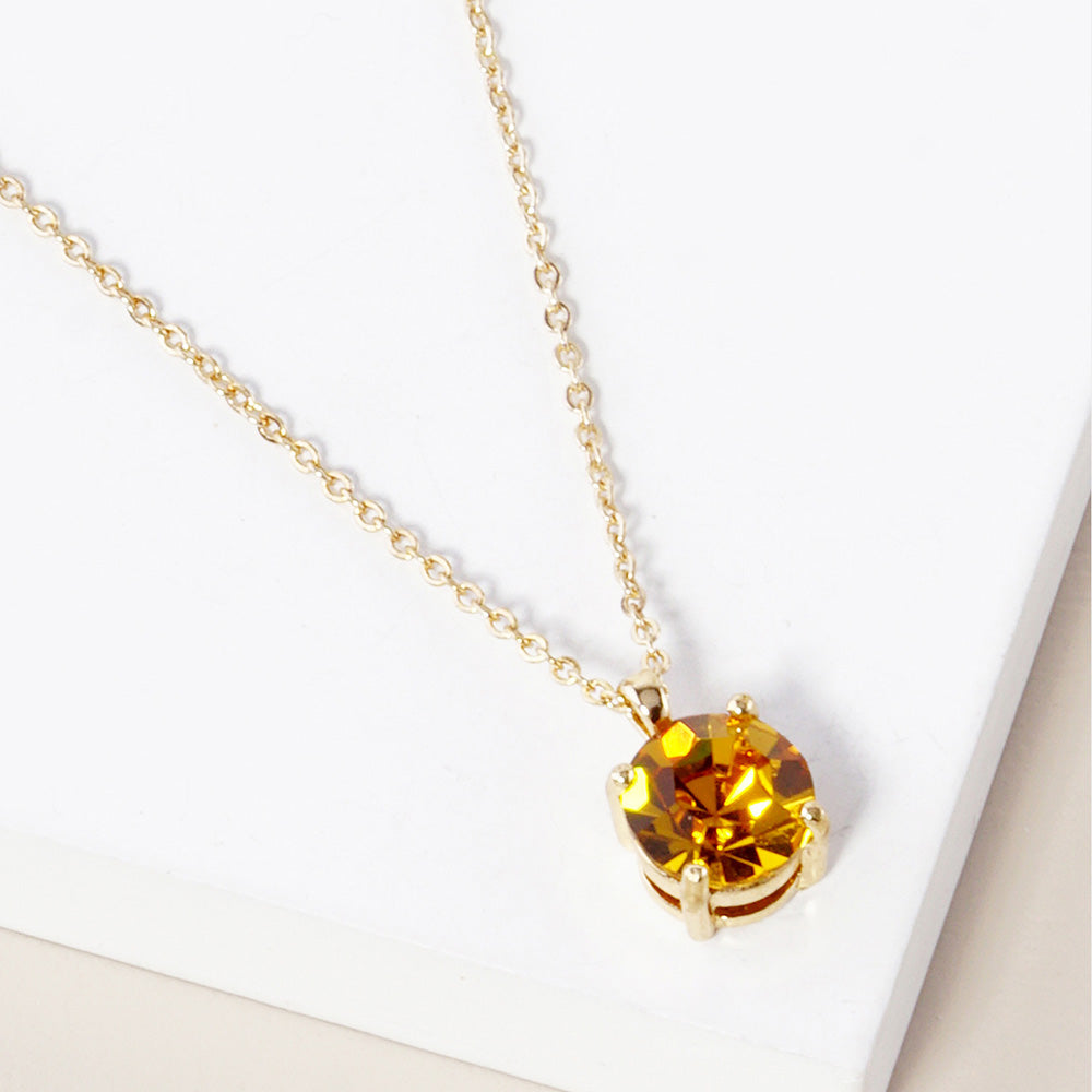 Madeline Love Gold, Yellow November - Birthstone Pendant Necklace - Jewelry